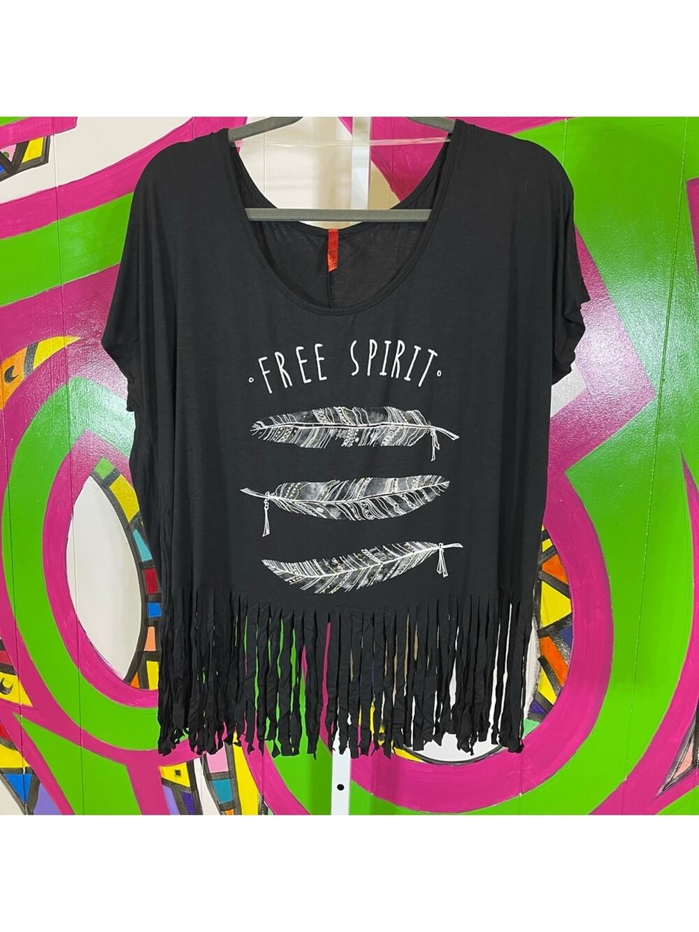 Plus, Free Spirit, Dolman Style Shirt with Fringe and Glitzy. Size 1X. New cond!